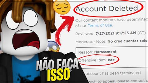 SUA CONTA VAI SER DELETADA Por CONVERSAR No CHAT Do ROBLOX YouTube