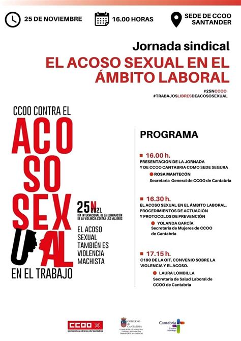 Ccoo Organiza Una Jornada Sindical Sobre El Acoso Sexual En El ámbito Laboral Por El 25n