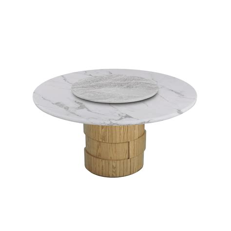 Mix Match Round Marble Dining Table With Adeline Ash Wood Base M