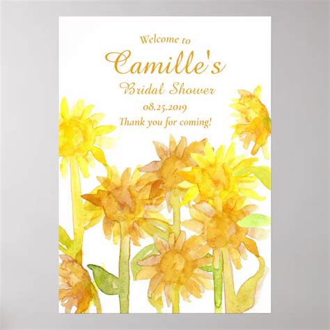 Sunflowers Bridal Shower Welcome Poster Zazzle