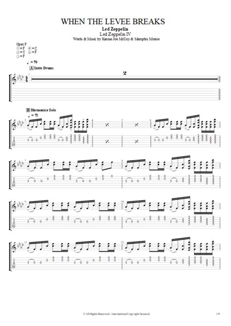 When The Levee Breaks Tab By Led Zeppelin Guitar Pro Full Score