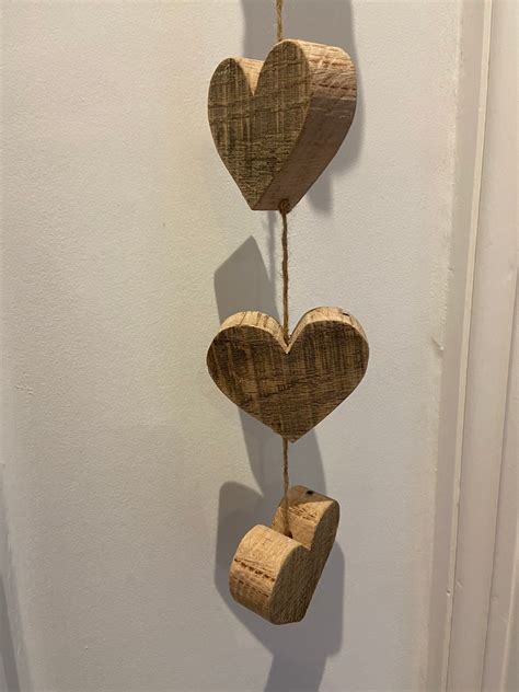 Handcrafted Rustic Wooden Hanging Hearts Heart Decor Etsy