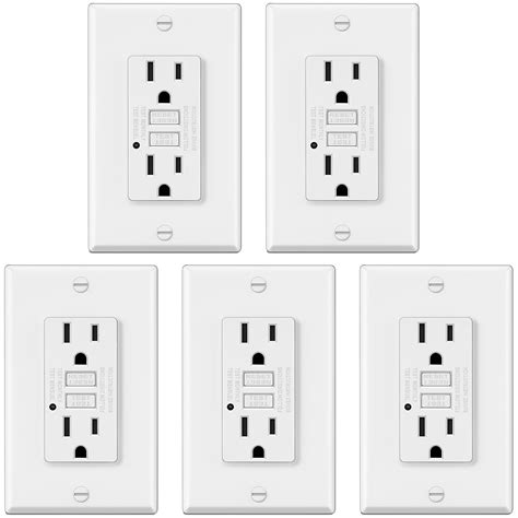 5 Pack Electeck 15 Amp Non Tamper Resistant Gfci Outlets Decor Gfi