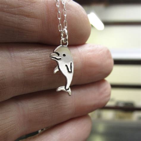 Sterling Silver Dolphin Necklace Cute Dolphin Pendant Etsy