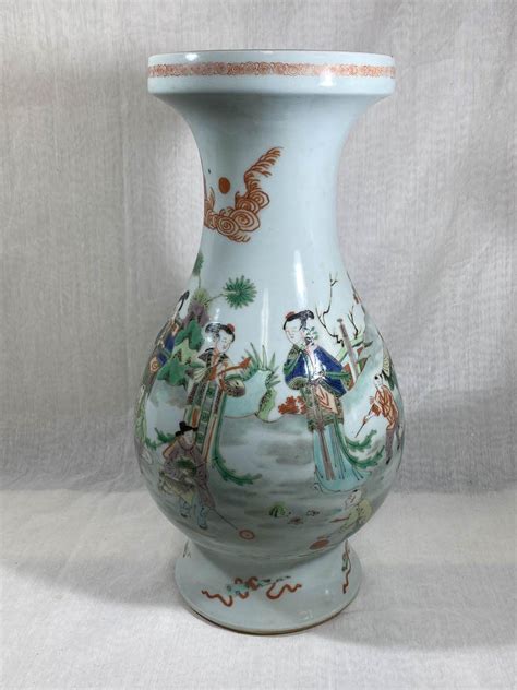 Bid Now Chinese Famille Verte Porcelain Vase Warrior Scene October