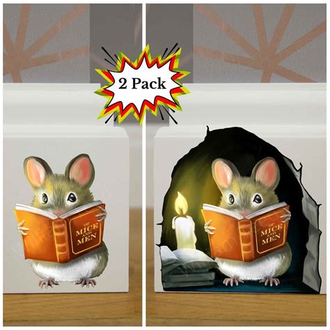 3d Mouse Reading Book Mouse Hole Sticker Removable Wall Decal Sticker