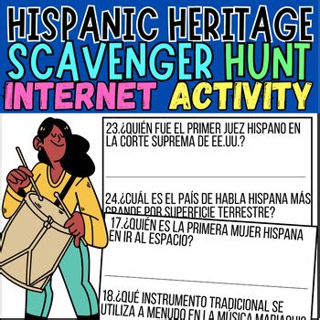 Hispanic Heritage Month Internet Scavenger Hunt Writing Activity In Spanish