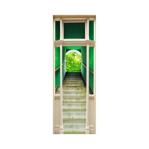 Stickers Trompe L Oeil Porte Escalier Vert Tatoutex Stickers