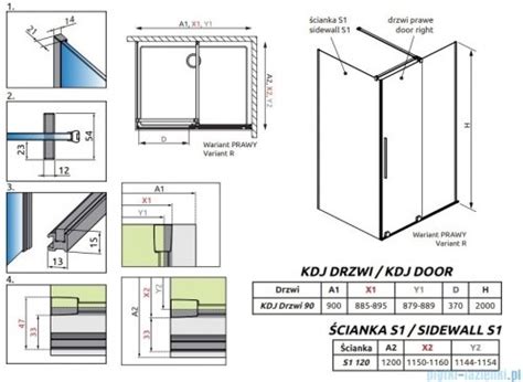 Radaway Furo Kdj Brushed Copper Kabina 90x120cm Prawa Szczotkowana