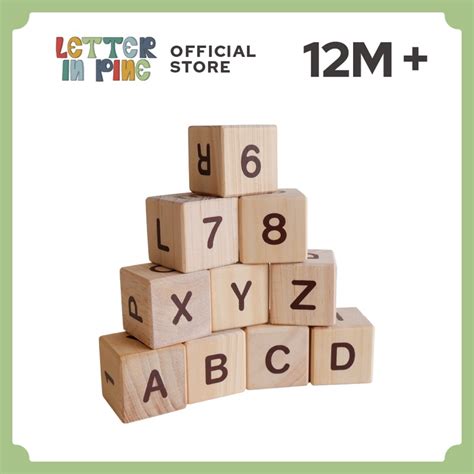 Jual Letterinpine Alphabet Number Blocks Mainan Kayu Wooden Toy