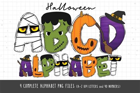 Halloween Doodle Alphabet Bundle Halloween Alphabet Png Halloween