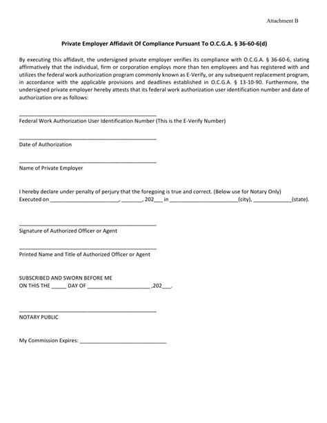 Fayette County Georgia United States Private Employer Affidavit Of