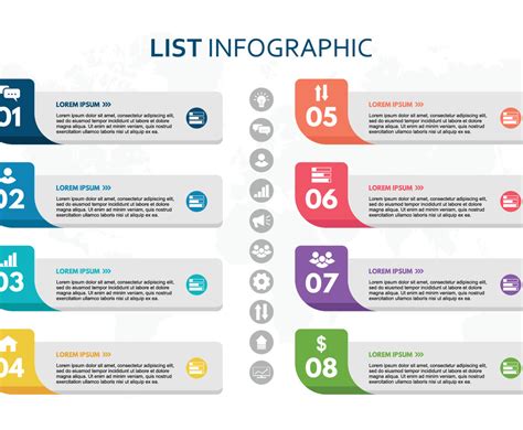 Colorful List Infographic Vector Art & Graphics | freevector.com