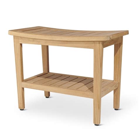 The Solid Teak Shower Bench - Hammacher Schlemmer