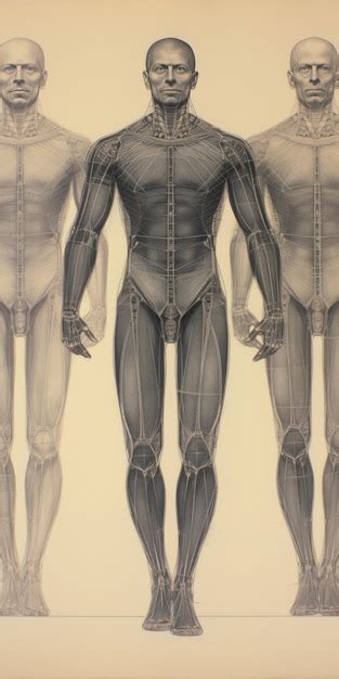 Premium AI Image | Human body pencil drawing showing symmetrical grid and height marks