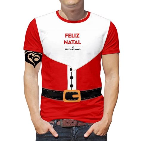 Camiseta De Natal Feliz Masculina Papai Noel Blusa Fantasia CM Shopee