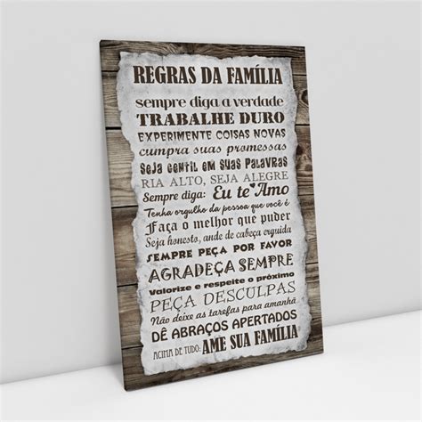 Quadro Decorativo Frases Regras da Família Decoração