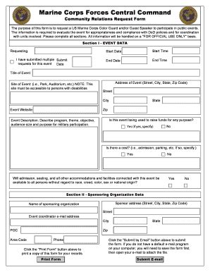 Fillable Online Marcent Marines Request Form Marine Corps Forces