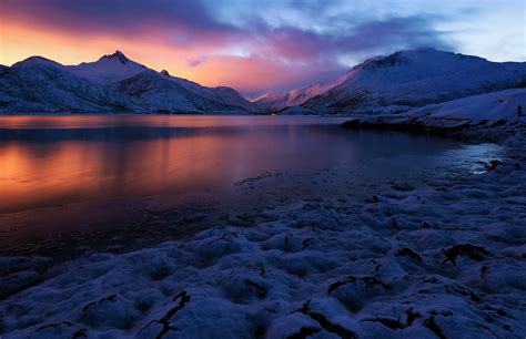 Snowy Peak Snowy Mountain Sunset Landscape Mountains Clouds