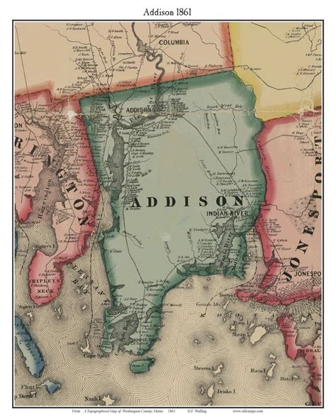 Addison Maine Old Town Map Custom Print Washington Co Old Maps