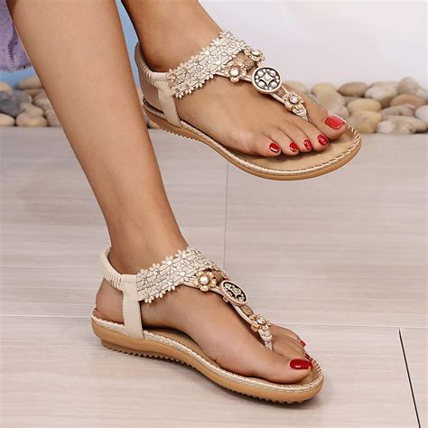 Damen Pantoletten Sandalen Freizeit Zehentrenner Bohemian Römersandalen