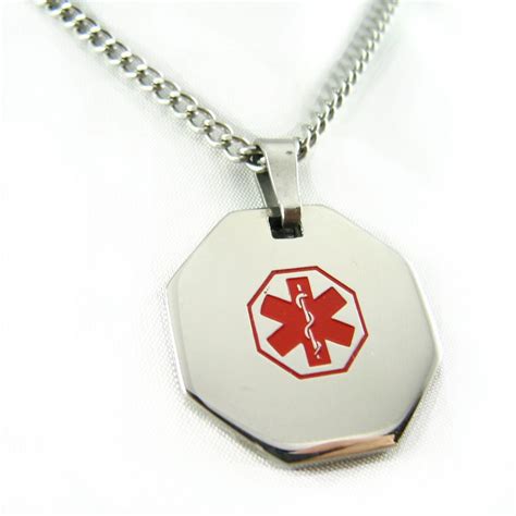 Medical Alert Id Necklace Stainless Steel Custom Engraved Etsy