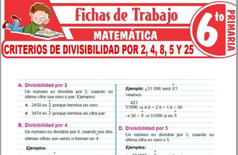 Criterios De Divisibilidad Por Y Para Sexto De Primaria