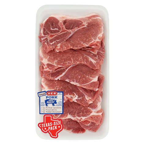 H E B Bone In Pork Butt Steaks Texas Size Pack Shop Pork At H E B