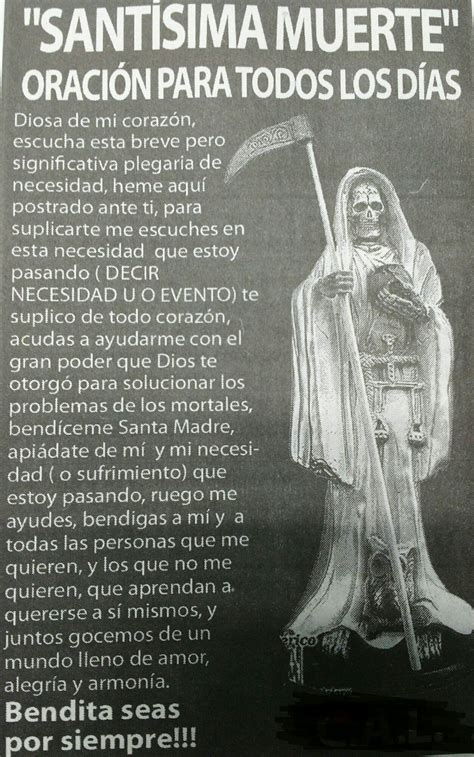 Oraci N A La Santa Muerte Para La Abundancia Oraci N Para Casos