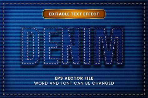 Premium Vector Blue Denim Textured Vector Text Effect