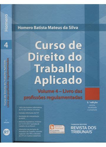 Sebo Do Messias Livro Curso De Direito Do Trabalho Aplicado Volume