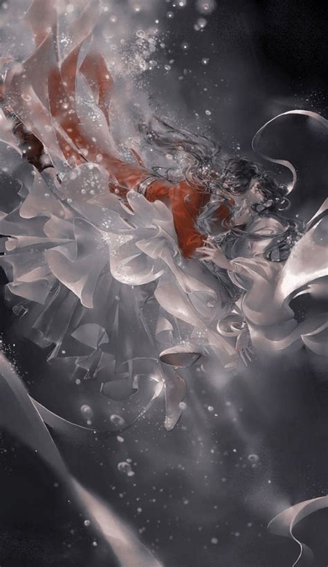 an abstract painting with white and red shapes in the water on a black background that appears ...