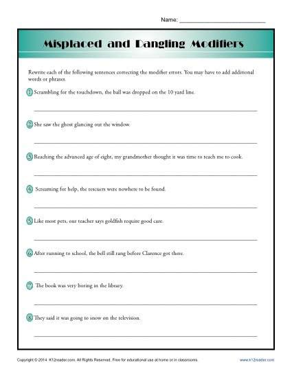 Dangling Modifiers Worksheet With Answers