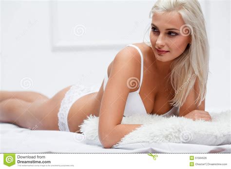 Beautiful Woman In White Lingerie Stock Photo Image Of Figure Elegant