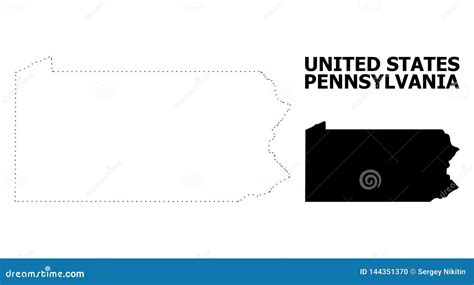 Vector Contour Dotted Map of Pennsylvania State with Caption Stock ...