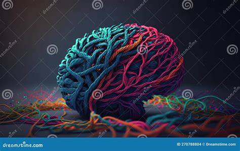 Brain Made Of Tangled Interwined Colorful Threads Intelligence Or