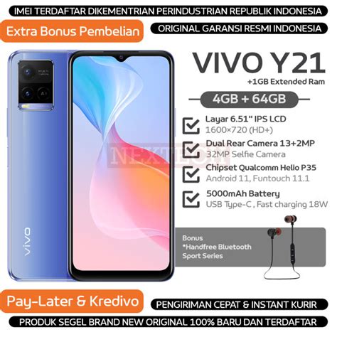 VIVO Y21 4GB 64GB 5000mAh Battery Garansi Resmi VIVO Indonesia