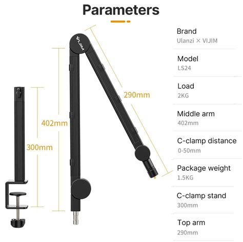 Ulanzi Vijim Ls Desk Table Clamp Boom Arm Mic Microphone Stand Mount