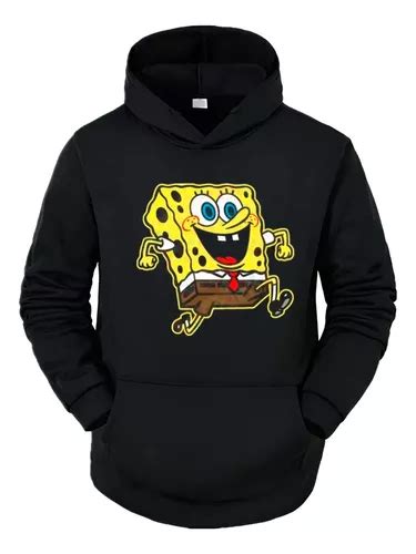 Poleron Bob Esponja Happy Black Ni Os Adulto Grafimax En Maip