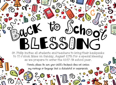 Back to School Blessing | St Philip the Apostle Catholic Church ...