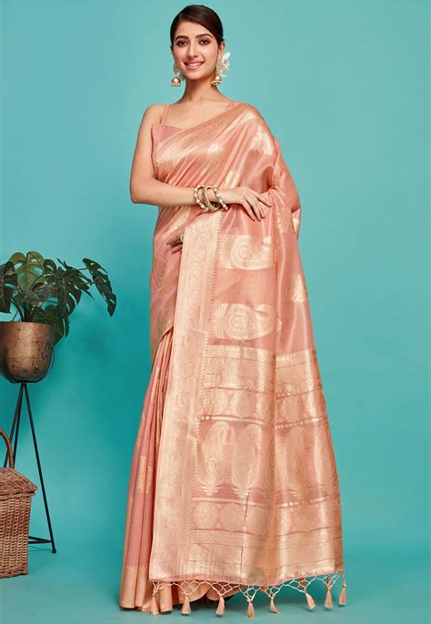 Buy Banarasi Saree In Peach Online SNGA5439 Utsav Fashion