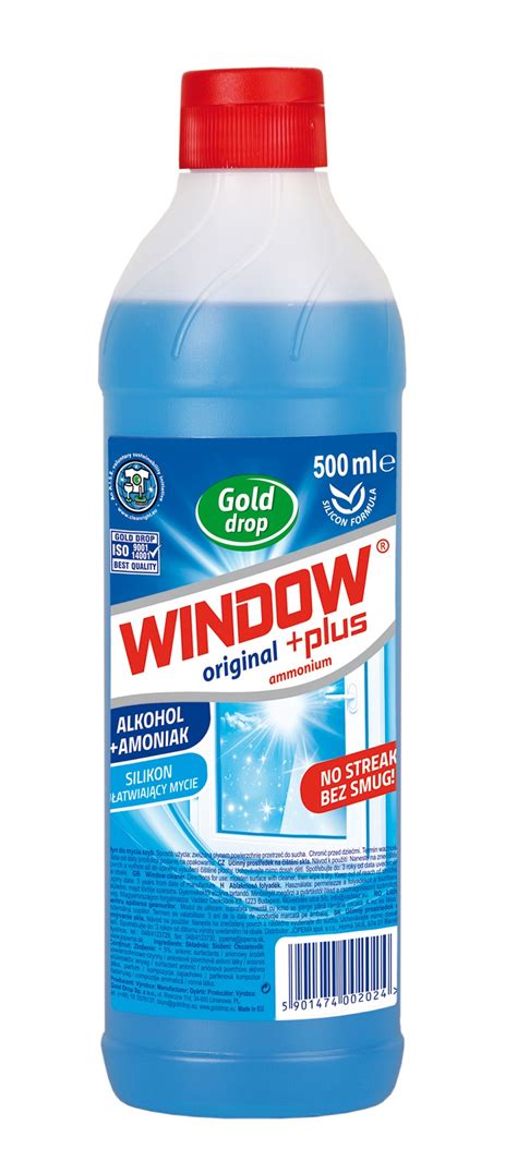 Płyn do mycia szyb z amoniakiem 500 ml WINDOW PLUS GOLD DROP Płyny