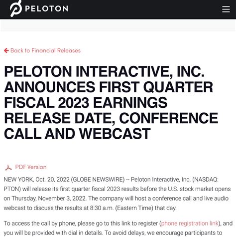 Peloton Q1 2023 Earnings Call Date Announced for November 3rd 2022 ...