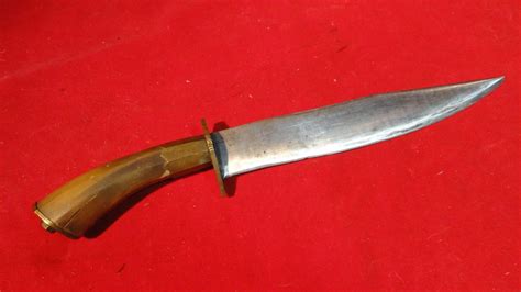 Rare Civil War Era Soldiers Side Knife With Steer Horn Handle Brass