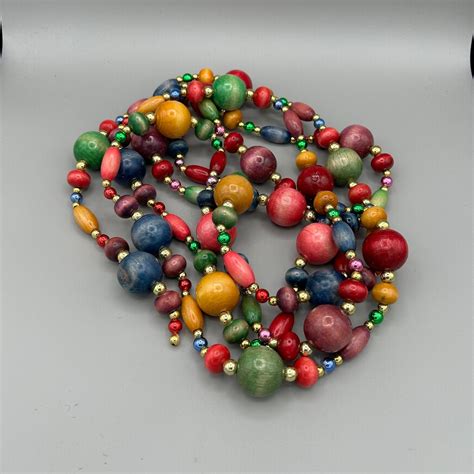 Vintage Beaded Christmas Tree Garland. 104 Inches in Length. Multi ...