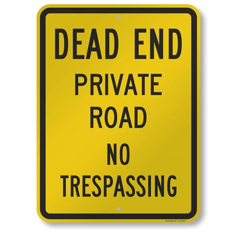 SmartSign Aluminum Sign Legend Dead End Private Road No Trespassing