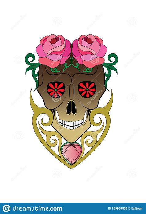 Art Vintage Mix Sugar Skull Day Of The Dead Stock Vector Illustration Of Death Devil 159929553