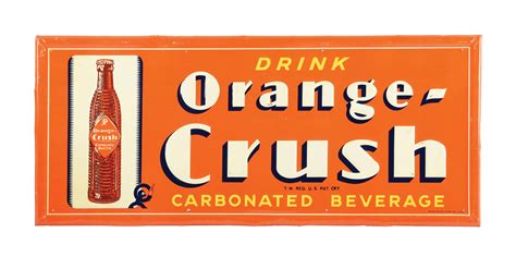 Lot Detail Amazing Horizontal Self Framed Tin Orange Crush Sign