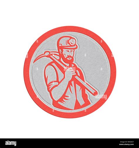 Ilustraci N Estilo Met Lico De Un Minero Del Carb N Hardhat Celebraci N