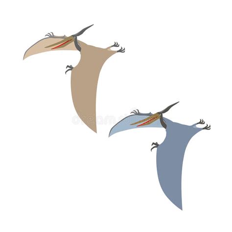 Reptile Prehistórico Del Período Jurásico Volando Pterodáctilo Gris